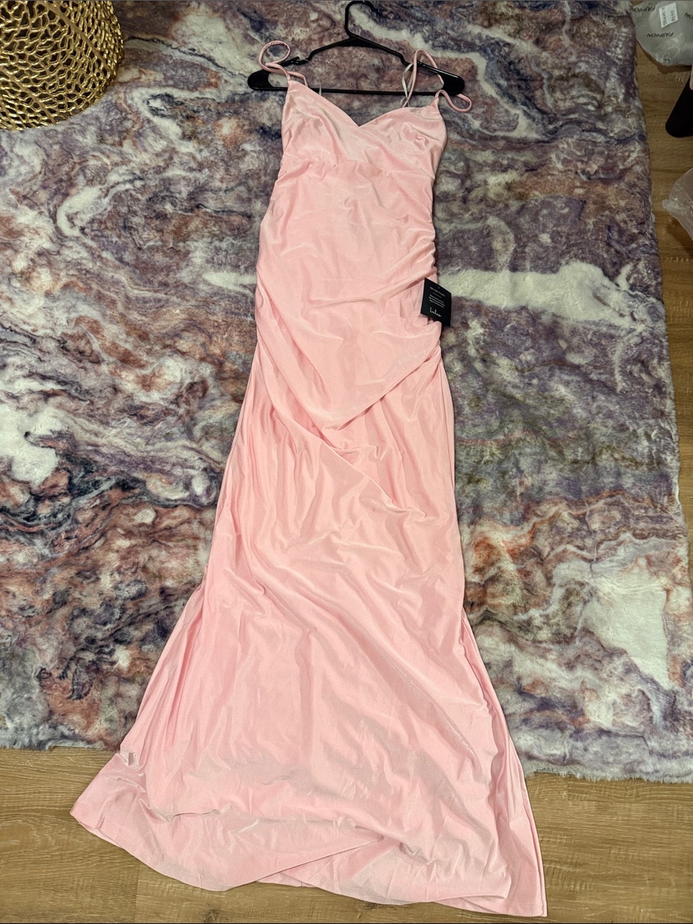 Lulu's Light Pink Slip Maxi Dress with Spaghetti Straps